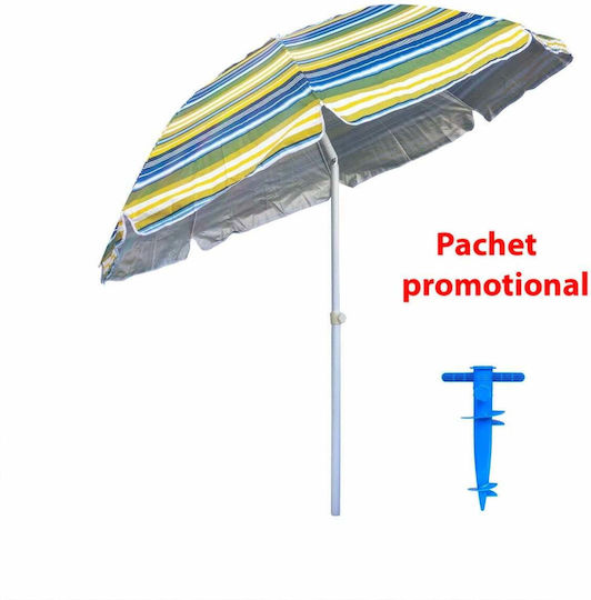 Umbrelă Pliabilă De Plajă Cu Diametru 2m Cu Protecție UV Albastră