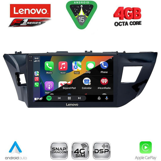Lenovo Car Audio System for Toyota Corolla 2013-2016 (Bluetooth/USB/WiFi/GPS/Apple CarPlay/Android Auto) with 10" Touch Screen