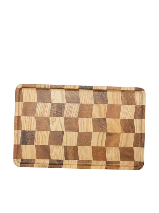 Ξύλινα Ορθογώνια Πιάτα End Grain Ακακίας & Rubberwood Με Τοίχωμα 38x24 Εκ.
