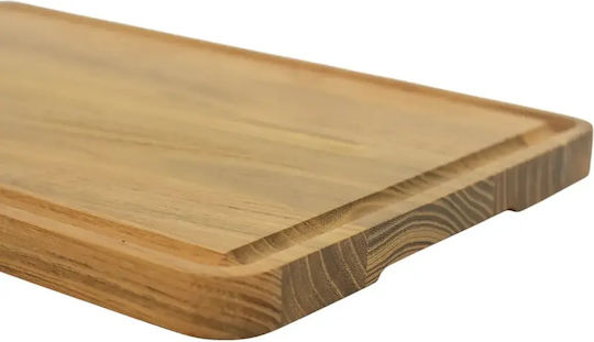 Ξύλινο Πλατώ Σερβιρίσματος Teak Με Αυλάκι 40x28 Εκ.