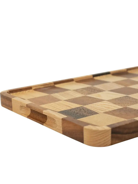 Ξύλινα Ορθογώνια Πιάτα End Grain Ακακίας & Rubberwood Με Τοίχωμα 38x24 Εκ.