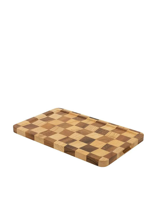 Ξύλινα Ορθογώνια Πιάτα End Grain Ακακίας & Rubberwood Με Τοίχωμα 38x24 Εκ.