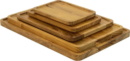 Ξύλινο Ορθογώνιο Πιάτο Teak Με Τοίχωμα 42x28 Εκ Ξύλινο Ορθογώνιο Πιάτο Teak Με Τοίχωμα 42x28 Εκ