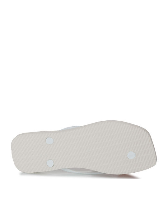 Slim Square Flip Flops in White Colour