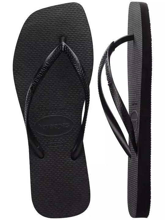 Slim Square Flip Flops in Black Colour