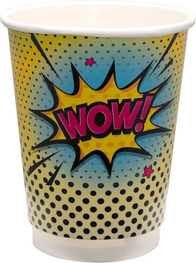 Tefaco Pahar de Unică Folosință din Hârtie cu Perete Dublu Multicolor 360ml 25buc