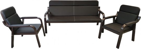 Line Living Room Furniture Set 3-Seater & Armchair Brown