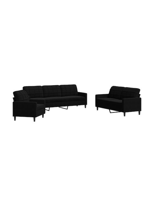 Living Room Furniture Set 2 seater & 2 seater & Armchair Black