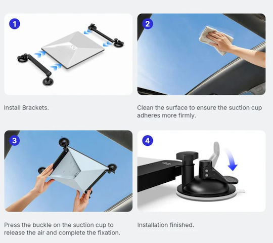 Car Roof Support Base Kit Starlink Mini Base Mounting Car Roof Kit 4 Suction Strong Grip Cups Stable Satellite Signal On Windows & Sunroofs Cars RVs Boats Yachts Black Code 1-per0159