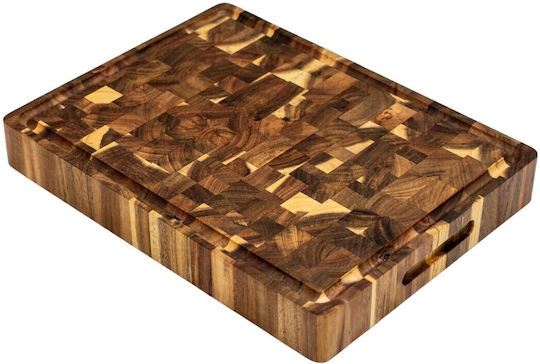 Ξύλινη Επιφάνεια Κοπής Ακακία Καρυδιά Rubberwood 60x40x4 Εκ