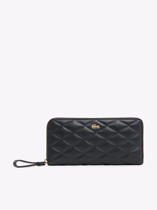 Lacoste Μεγάλο Δερμάτινο Γυναικείο Πορτοφόλι Μαύρο