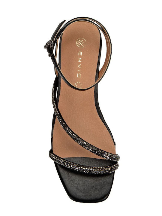 Women's Flat Sandals with Strap in Black Color