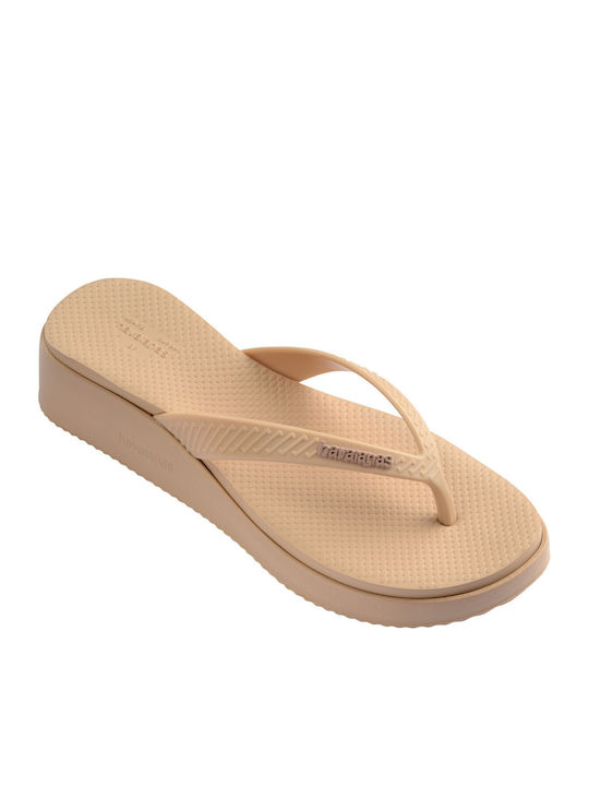 High Platform II Flip Flops With Platform In Beige Colour