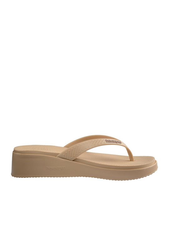 High Platform II Flip Flops With Platform In Beige Colour