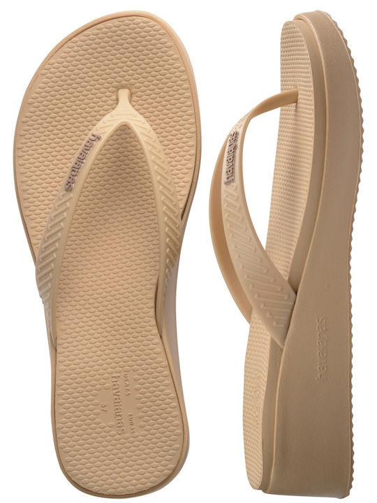 High Platform II Flip Flops With Platform In Beige Colour