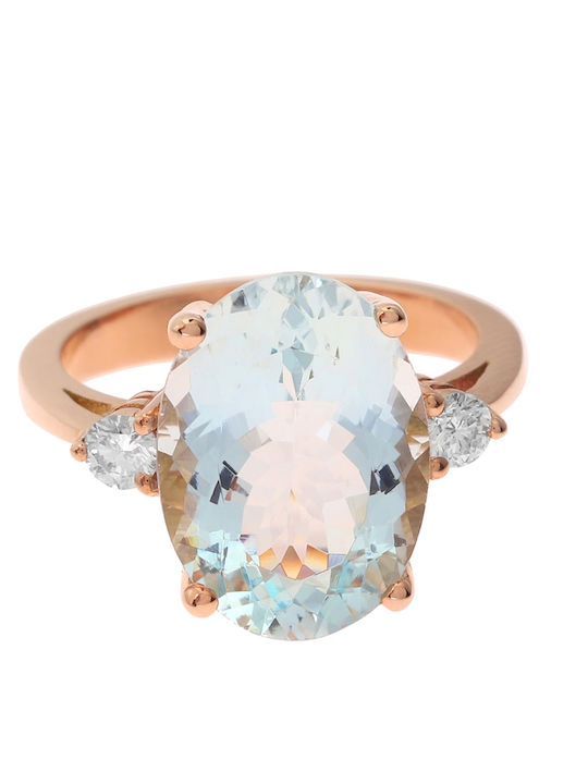 Single Stone Ring In 18K Rose Gold With Diamond