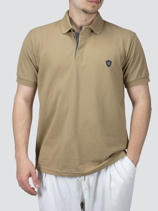 Polo Herrenbluse Kurzarm Beige