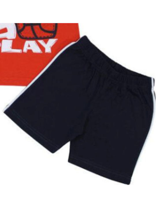 Set Pentru Copii Cu Pantaloni Scurți De Vară 2 Bucăți Portocaliu/Negru