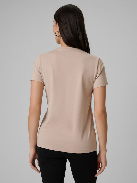 Γυναικεία Μπλούζα Βαμβακερή Κοντομάνικη Beige