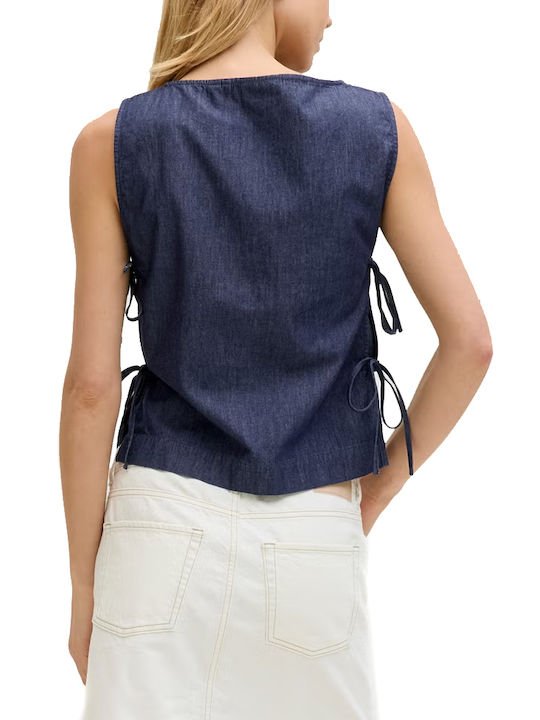 Jack & Jones Bluză Damă Bumbac Fără Mâneci Albastră Jack & Jones Bluză Damă Bumbac Fără Mâneci Albastră