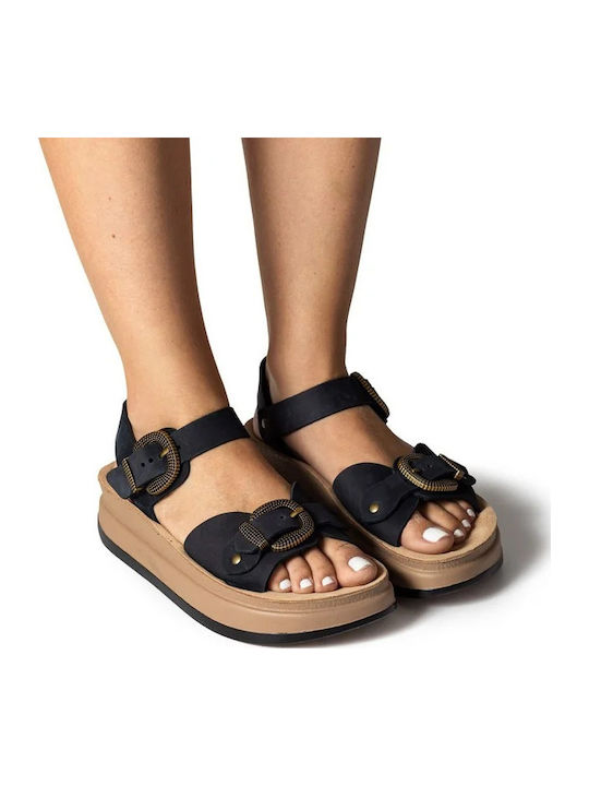 Leather Women's Anatomic Sandals Flatforms Black
