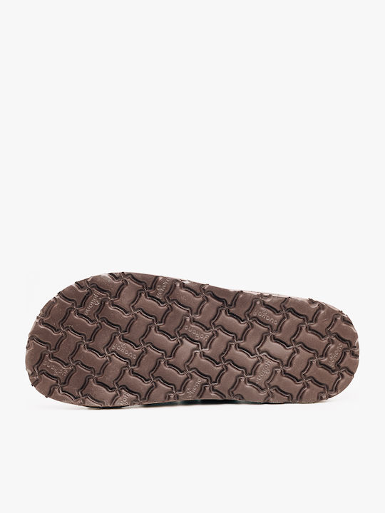 Leder Flache Damen Sandalen Braun