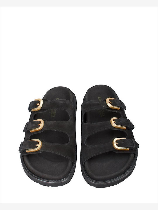 Damen Flache Sandalen Schwarz