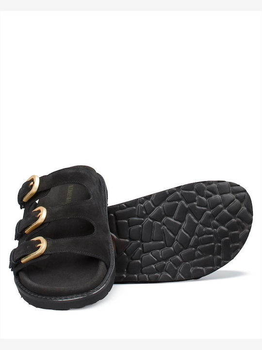 Damen Flache Sandalen Schwarz