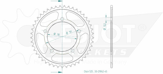 Esjot Steel Rear Sprocket 525 Chain Number Teeth 45 50-29042-45