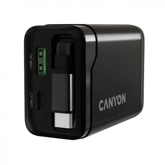 Canyon Φορτιστής Χωρίς Καλώδιο GaN με Θύρα USB-A 65W Power Delivery Μαύρος (OnCharge)