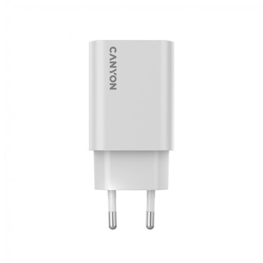 Canyon Φορτιστής με Ενσωματωμένο Καλώδιο με Θύρα USB-C 30W Power Delivery Λευκός (OnCharge)