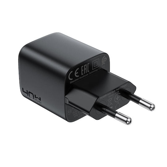 Acefast Charger Without Cable GaN With USB-C Port 40W Black (A136)