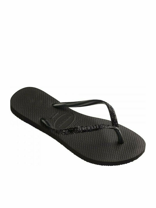 Slim Glitter II Flip Flops In Black Colour