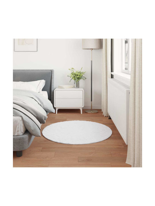 vidaXL Χαλί Στρογγυλό Λευκό Φ120cm