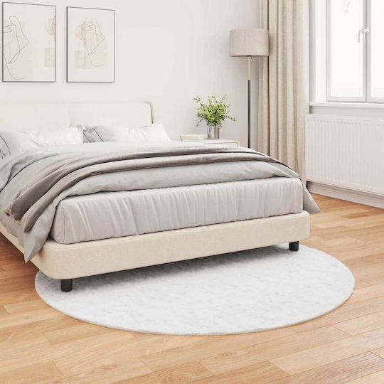 vidaXL Covor Rotund Alb
