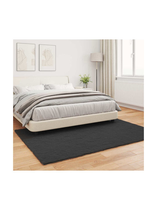 vidaXL Teppich Rechteckig Synthetisch,Polyester/Cotton/Leather Schwarz