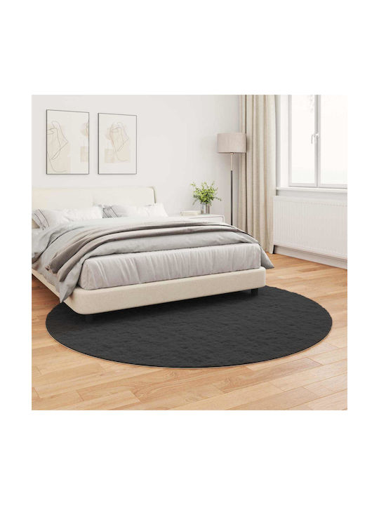 vidaXL Covor Rotund Negru
