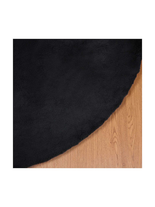 vidaXL Covor Rotund Negru