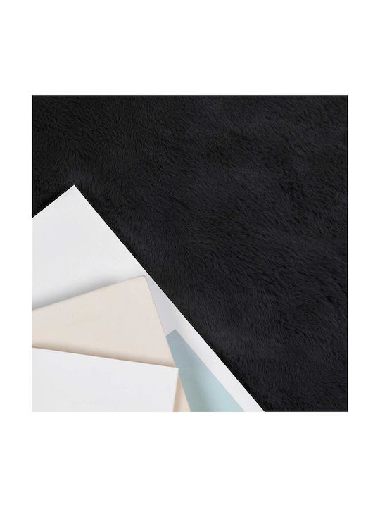 vidaXL Covor Rotund Negru
