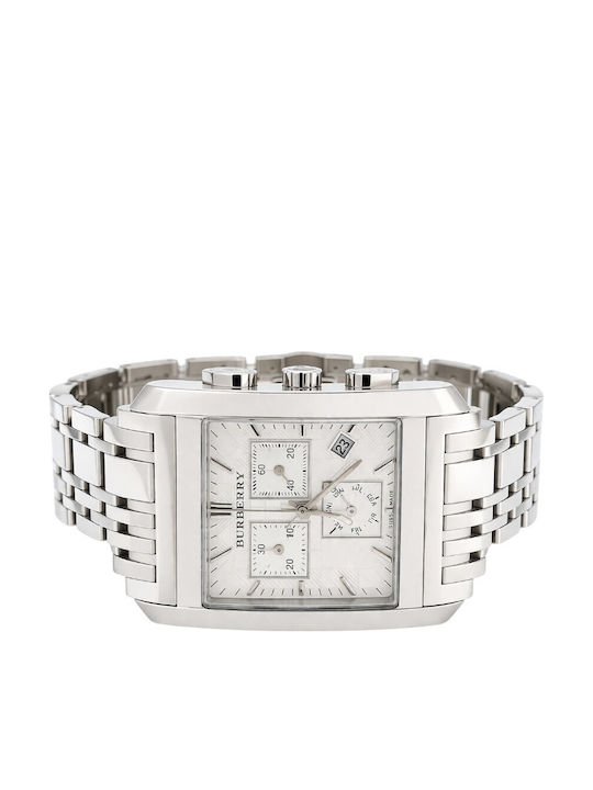 Burberry Men's Watch 38mm Chronograph Battery with Silver Metal Bracelet