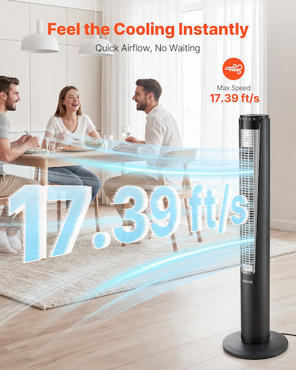 Vevor Ανεμιστήρας Πύργος 60W με Τηλεχειριστήριο Μαύρος