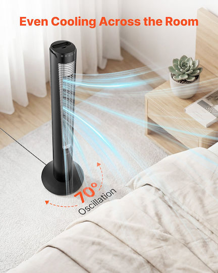 Vevor Ανεμιστήρας Πύργος 60W με Τηλεχειριστήριο Μαύρος