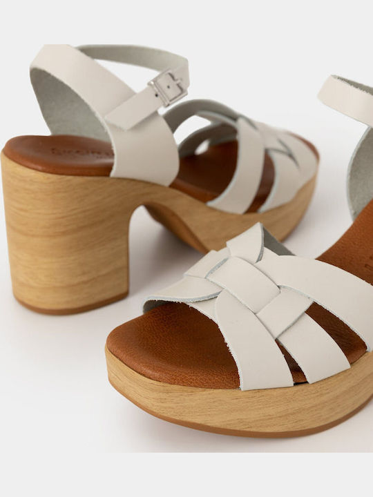 Damen Sandalen Aus Leder Weiß