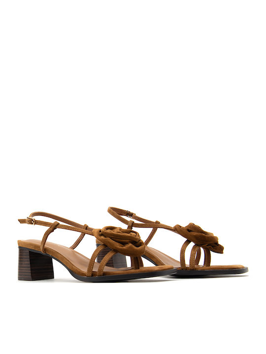 Suede Damen Sandalen Braun