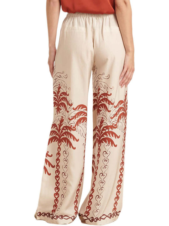 Smashed Lemon Damen Hochgeschnittene Pantaloons mit Gummiband Beige Smashed Lemon Damen Hochgeschnittene Pantaloons mit Gummiband Beige