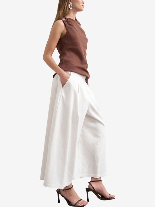 Women's Linen Pantaloons in Wide Leg Style White