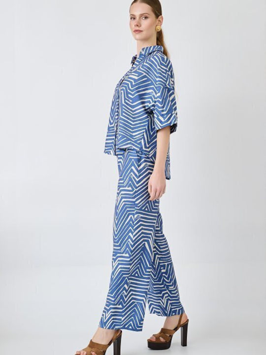 Women's Blue Set with Trousers with Rubber Band