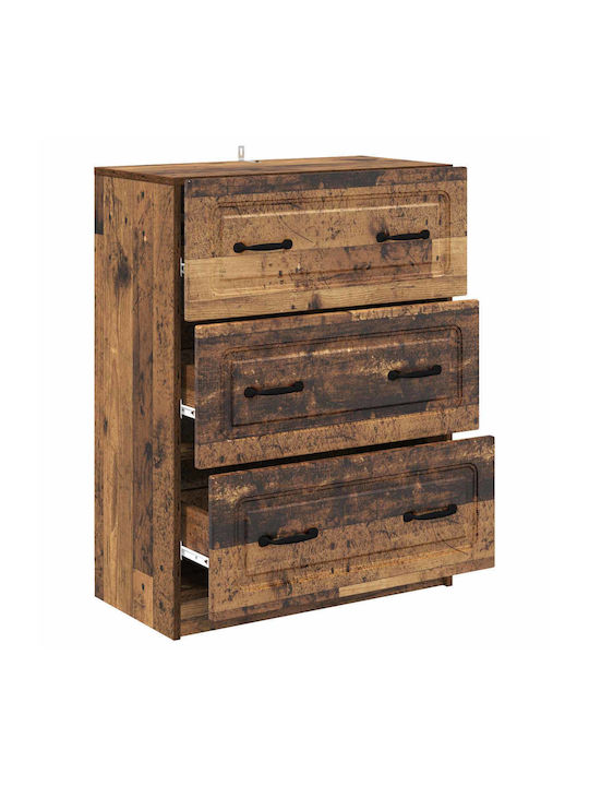 vidaXL Kommode Schlafzimmer Holz mit 2 Schubladen Gebeiztes Holz 66x34.5x87cm