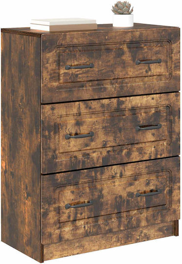 Wooden Bedroom Chest of Drawers Smoked Oak 66x34.5x87 cm