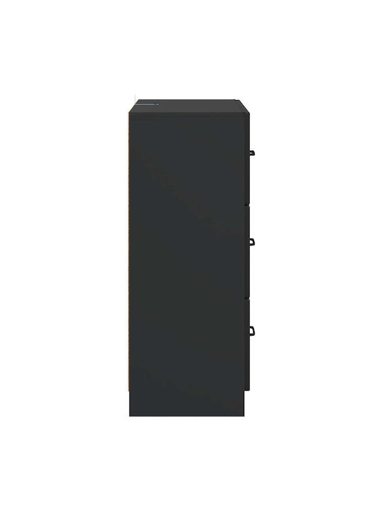 Comodă Dormitor Din Lemn Cu 2 Sertare Neagră 66x34.5x87cm